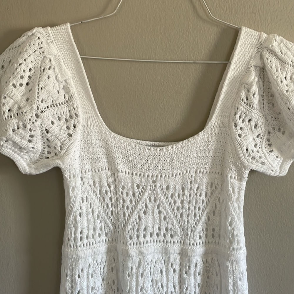 ZARA knit dress crotchet white cotton organic - Picture 5 of 12